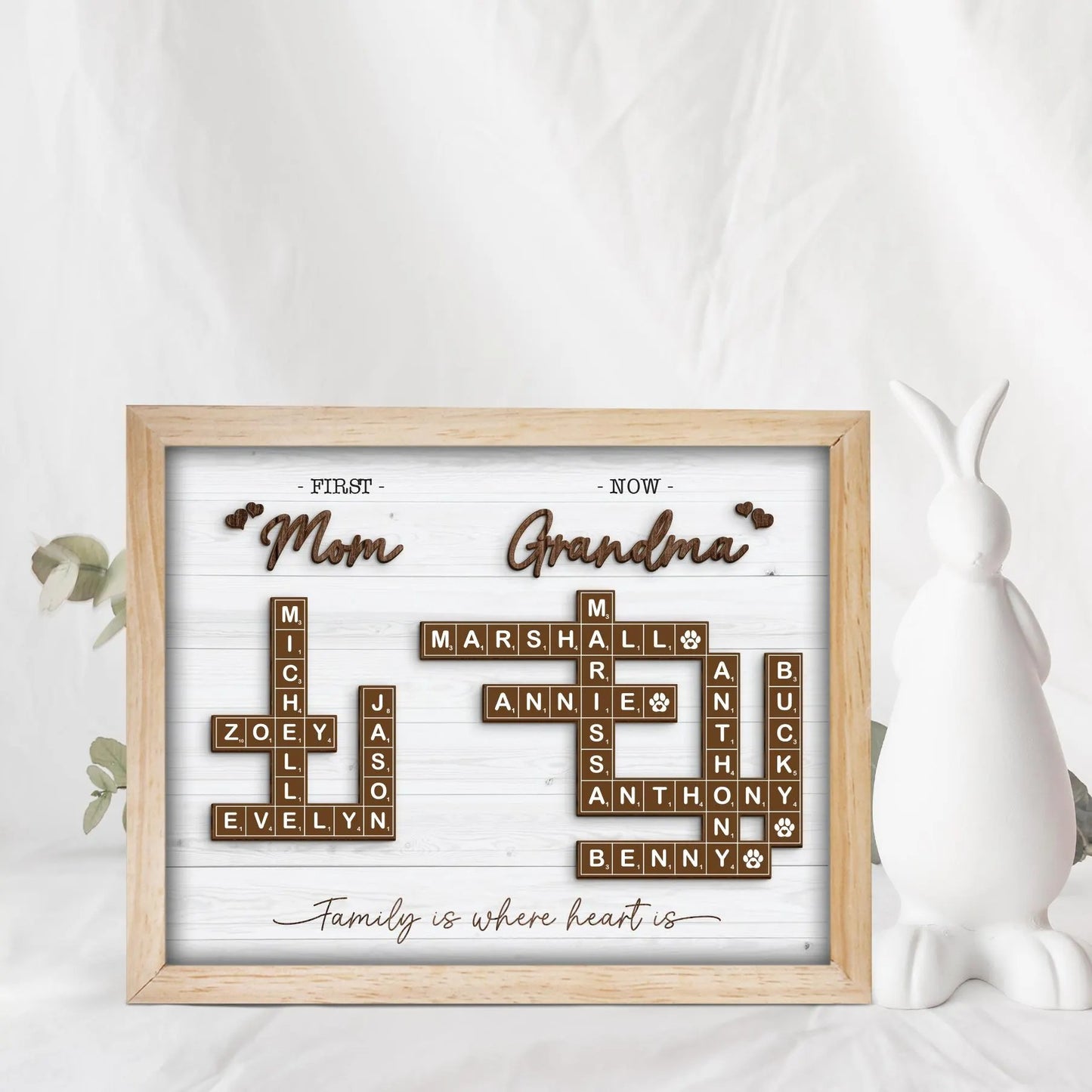 Netecom First Mom Now Grandma Crossword Personalized Frame Family Name Sign Grandkids Keepsake Scrabble Letter Family Board