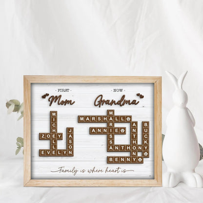 Netecom First Mom Now Grandma Crossword Personalized Frame Family Name Sign Grandkids Keepsake Scrabble Letter Family Board