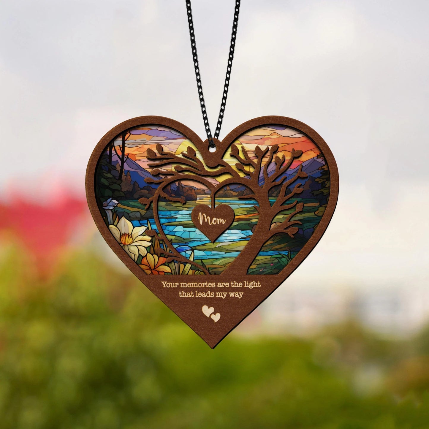 Netecom Personalized Memorial Suncatcher – Sympathy Gift, Remembrance Keepsake, Loss of Mom Family, Bereavement Window Hanging