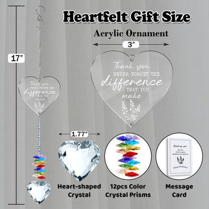 Netecom Personalized Thank You Crystal Suncatcher, Custom Appreciation Gift for Teacher, Coworker, Mentor, Retirement Ornament