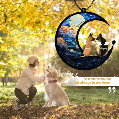 Netecom 2 Dogs Memorial Suncatcher – Dog Loss Remembrance Ornament, Rainbow Bridge Pet Sympathy Gift, Dog Mom Stained Glass, Pet Loss Gifts