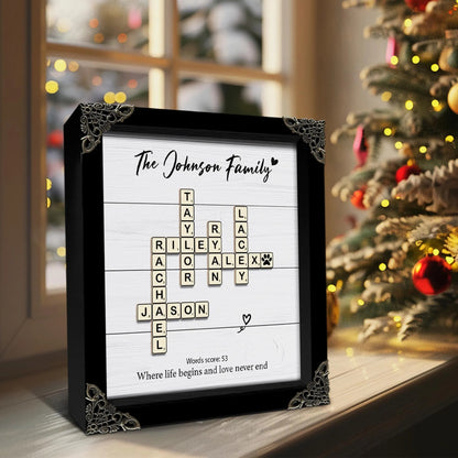 Netecom Personalized Scrabble Family Crossword Frame, Custom Christmas Name Sign, Grandparents Holiday Keepsake Gift