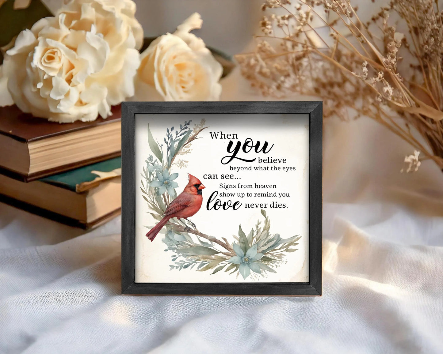 Netecom When You Believe Cardinal Sign Sympathy Memorial Gift | Red Cardinal Heaven Sign Loss of Loved One Condolence Gift Personalized Remembrance Gift
