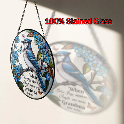 Netecom Personalized Blue Jay Memorial Suncatcher – Sympathy Gift for Loss, Angel Baby Loved One Tribute