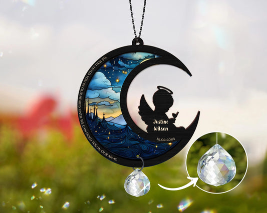 Netecom Personalized Memorial Angel Baby Crystal Suncatcher – Infant Loss Gift, Miscarriage Ornament, Sympathy Keepsake