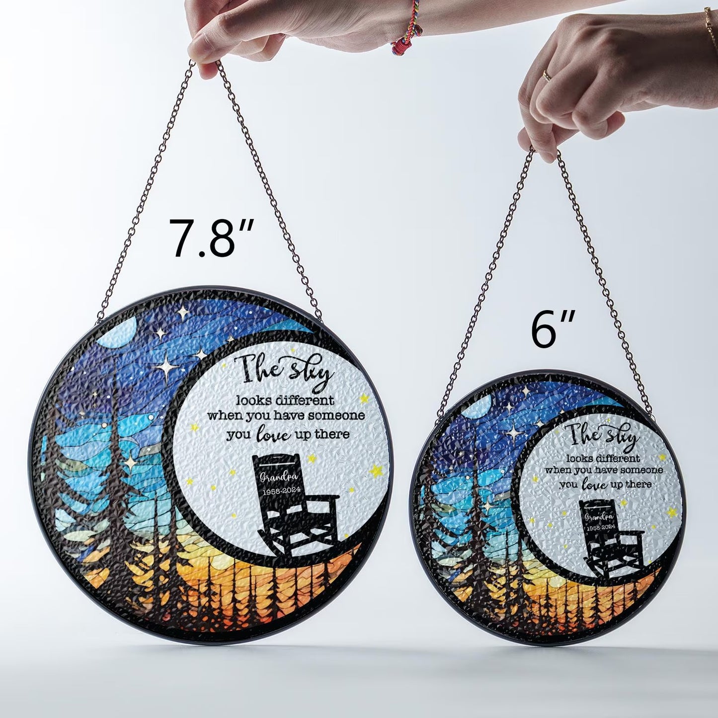 Netecom The Sky Looks Different Stained Glass Suncatcher – Memorial Sympathy Gift, Christmas in Heaven, Loss of Mom Dad