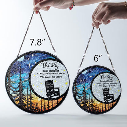 Netecom The Sky Looks Different Stained Glass Suncatcher – Memorial Sympathy Gift, Christmas in Heaven, Loss of Mom Dad