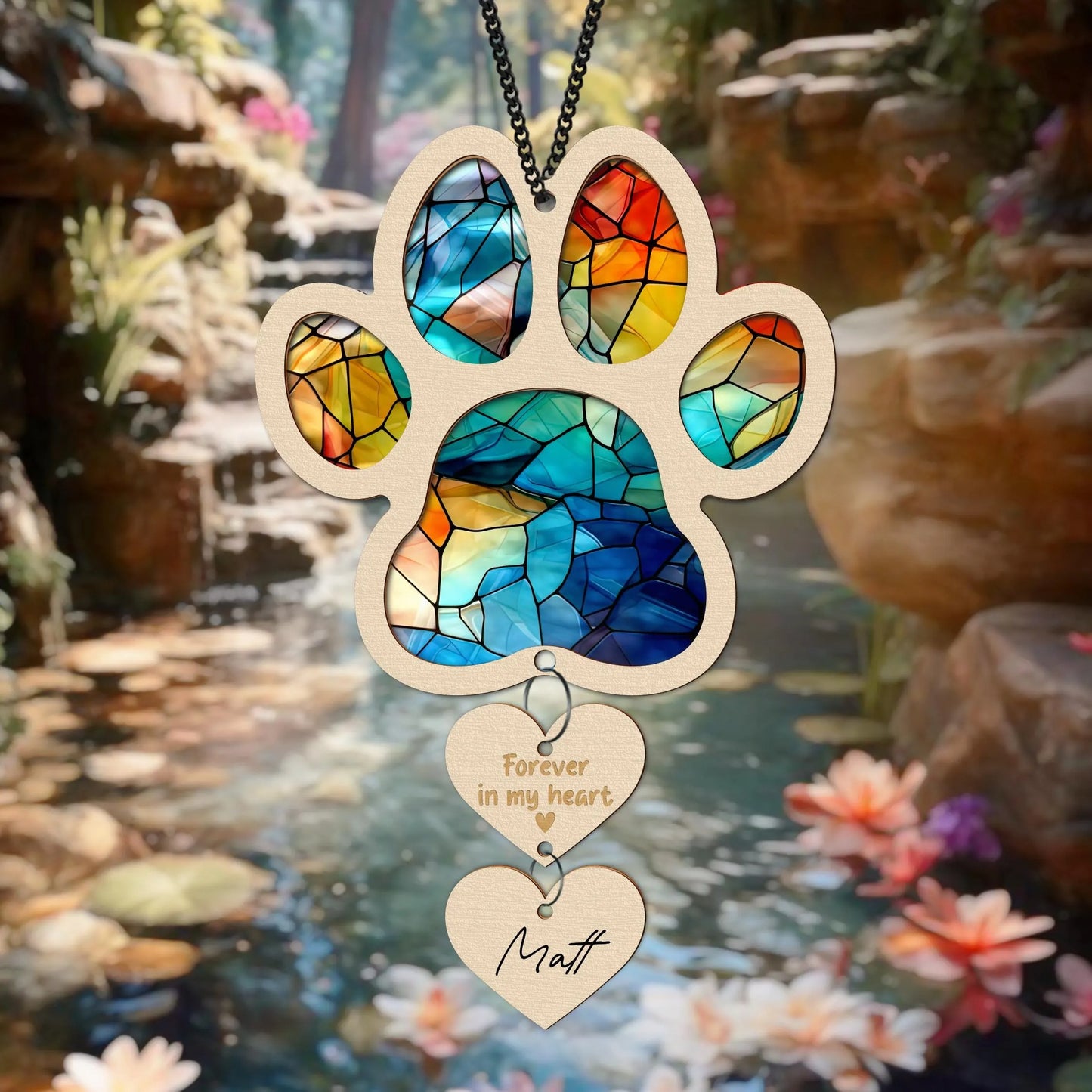 Netecom Pet Paw Christmas Ornament, Pet Memorial Suncatcher, Sympathy Gift for Pet Loss, Pet Rainbow Bridge Tribute, Personalized Pet Name Gift