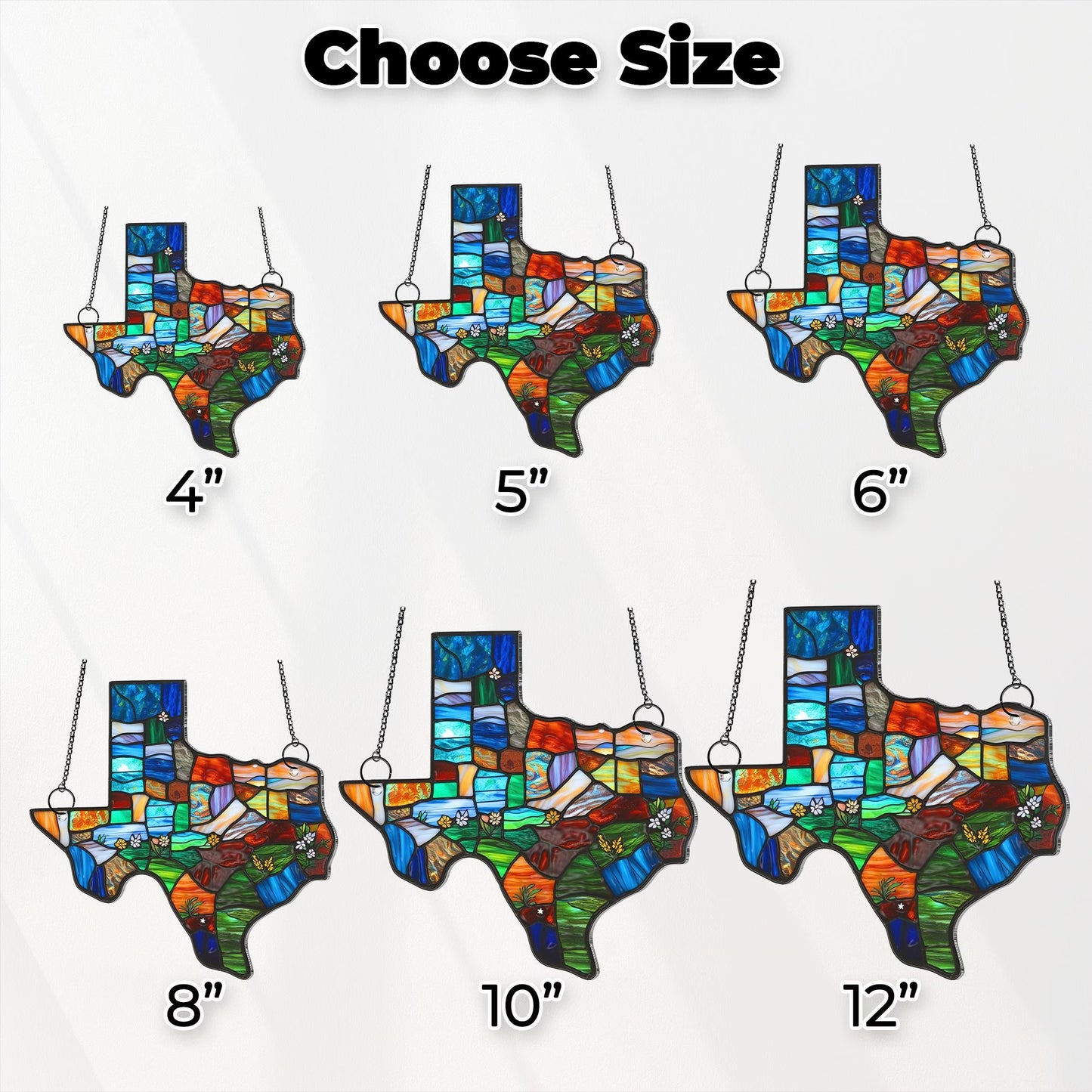 Netecom Custom Texas Suncatcher – Northern Mockingbird & Bluebonnet Window Hanging, Texas State Map Decorative Home Gift for Women Men Mom