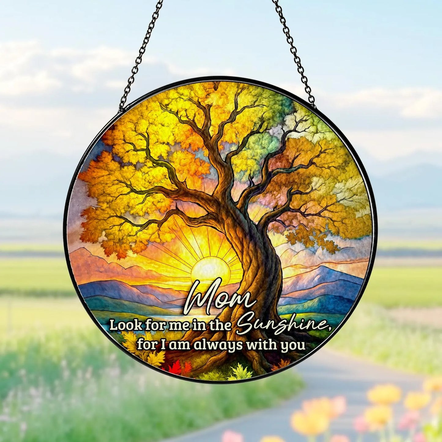 Netecom Personalized Memorial Stained Glass Suncatcher – Sympathy Gift for Loss of Dad, Father in Heaven, Memorial Tribute, Custom Lightcatcher