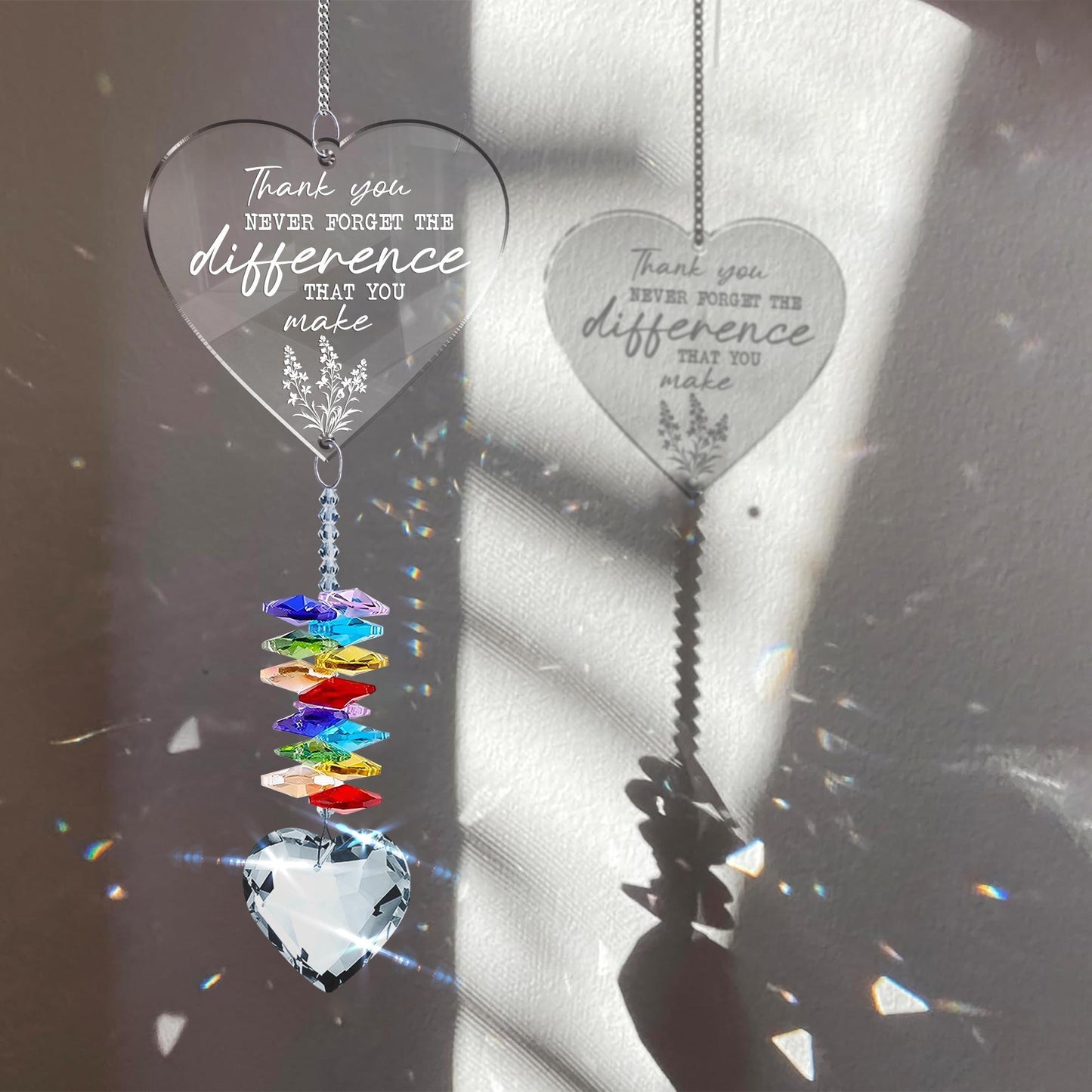 Netecom Personalized Thank You Crystal Suncatcher, Custom Appreciation Gift for Teacher, Coworker, Mentor, Retirement Ornament
