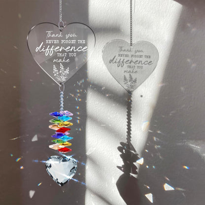 Netecom Personalized Thank You Crystal Suncatcher, Custom Appreciation Gift for Teacher, Coworker, Mentor, Retirement Ornament