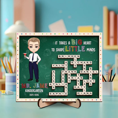 Netecom Personalized Teacher Appreciation Scrabble Frame Custom Student Name Sign Teacher Gift for Classroom Teacher Keepsake Kindergarten Teacher Gift