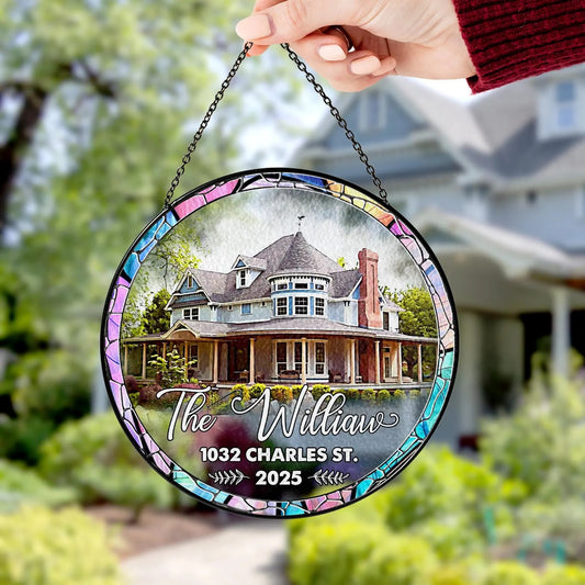 Netecom Personalized House Portrait Suncatcher – Watercolor Home Window Hanging, Custom New House Gift, Realtor Closing Present, Our First Home Decor