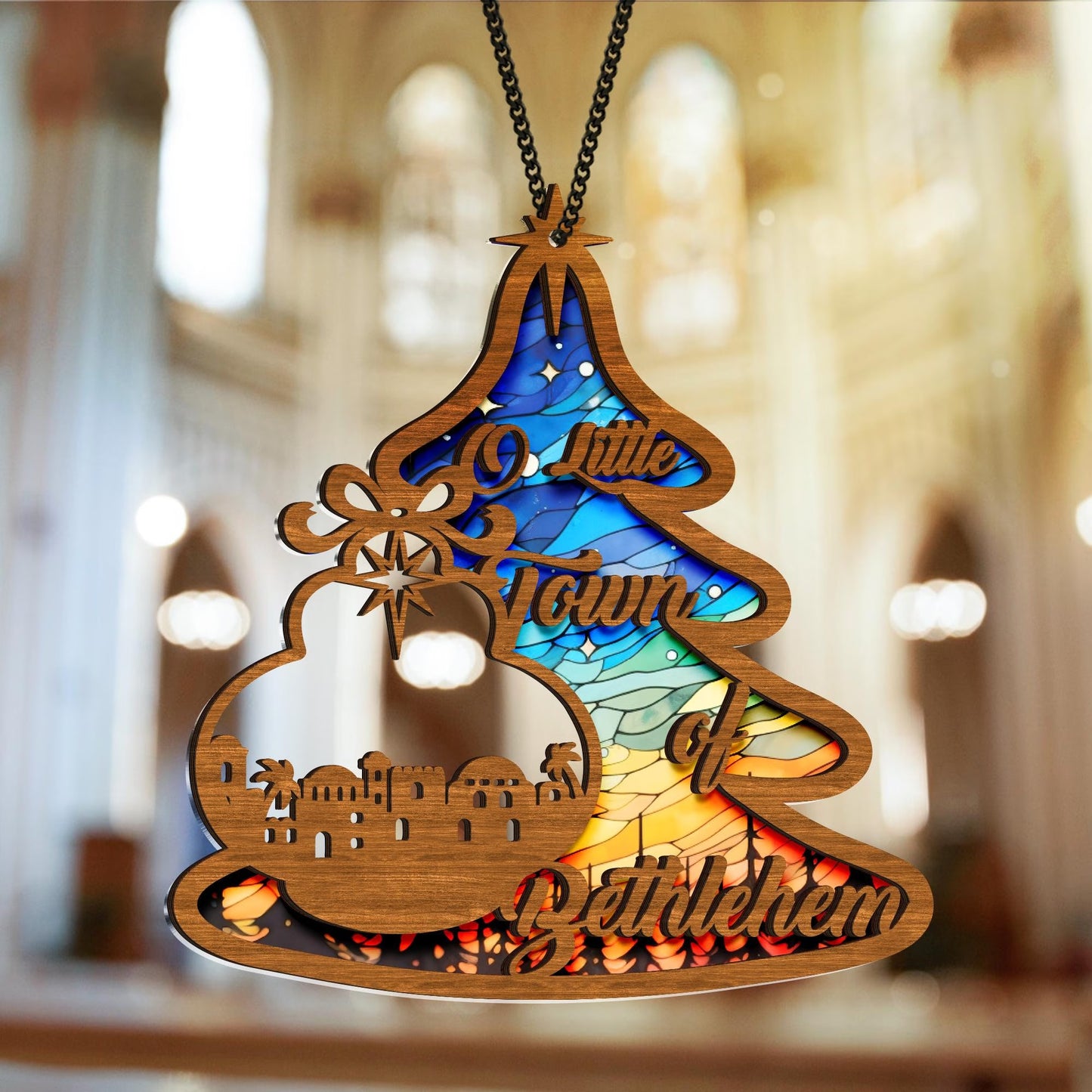 Netecom Nativity Scene Acrylic Suncatcher Ornament, Christian Christmas Decor, Holy Family Manger Gift, Religious Holiday Window Hanging