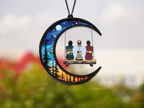 Netecom Personalized Memorial Suncatcher – Custom Family Ornament on Swing, Sympathy Gift, In Loving Memory, Father in Heaven Keepsake
