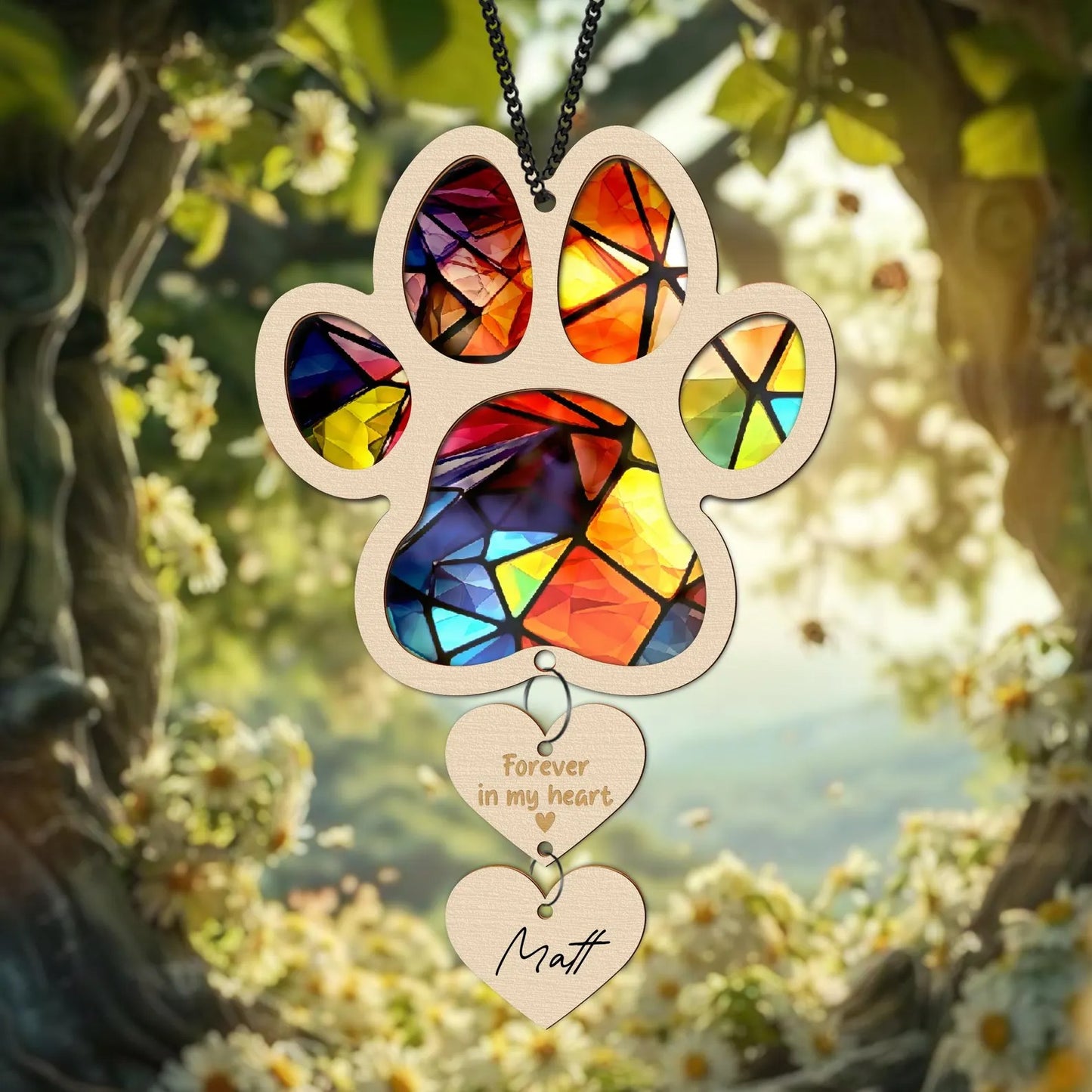 Netecom Pet Paw Christmas Ornament, Pet Memorial Suncatcher, Sympathy Gift for Pet Loss, Pet Rainbow Bridge Tribute, Personalized Pet Name Gift