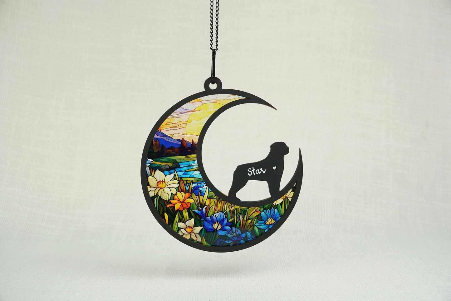 Netecom Rottweiler Dog Memorial Suncatcher – Personalized Pet Loss Sympathy Gift, Dog Remembrance Ornament, Acrylic Stained Glass Window Hanging