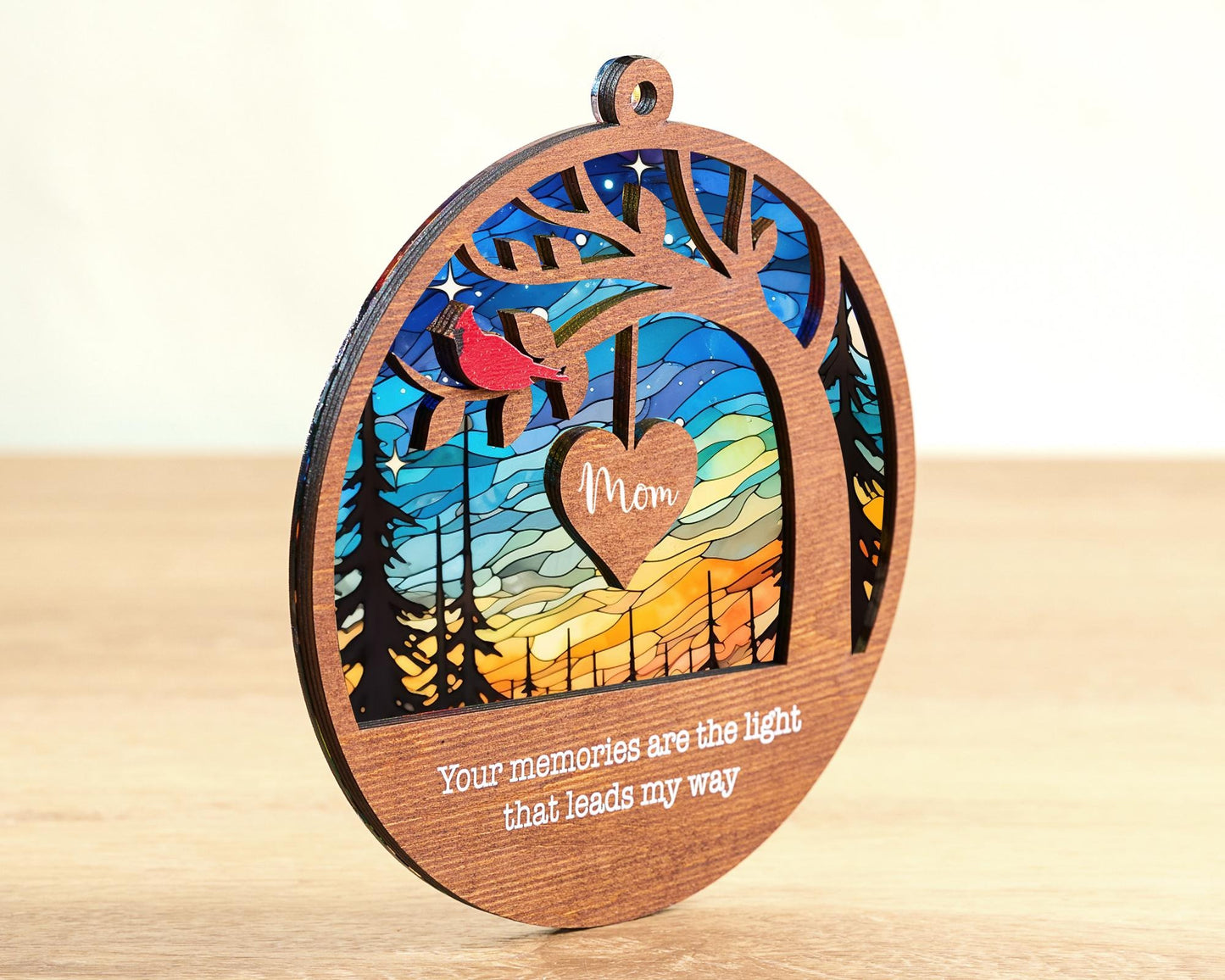 Netecom Mom Remembrance Suncatcher – Memorial Gift for Loss, Mother in Heaven Sympathy Ornament, Family Loss Keepsake, Mother-in-Law Memorial Gift