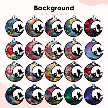 Netecom Personalized Couple Wedding Suncatcher – Custom Anniversary Gift, Engraved Couple Keepsake, Wedding or Engagement Gift, Pet Couple Memorial