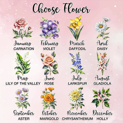 Netecom Personalized Grandma Garden Wooden Frame Birth Month Flower Sign Custom Nana Gift Mother’s Day Wall Art Keepsake