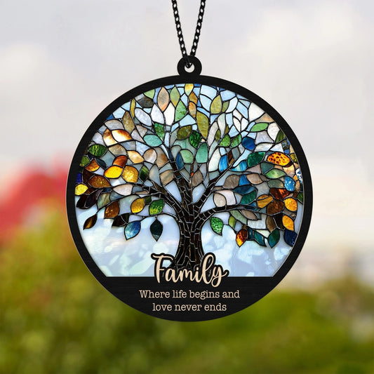 Netecom Personalized Tree of Life Suncatcher – Custom Family Window Decor, Meaningful Family Gift, Mother’s Day Keepsake