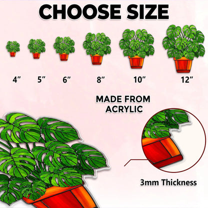 Netecom Monstera Leaves Acrylic Suncatcher – Faux Stained Glass Window Hanging Decor, Plant Lover Gift, Monstera Home, Garden Decor for Men Women