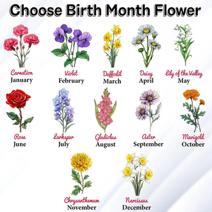 Netecom Personalized Birth Month Flower Suncatcher – Custom Acrylic Family Keepsake, Window Decor for Mom Grandma Special Occasions