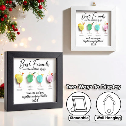 Netecom Personalized Sea Glass Friendship Frame, Best Friend Keepsake Gift, Cocktail Art for Besties, Soul Sister Decor