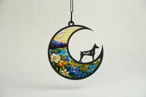 Netecom Doberman Pinscher Memorial Suncatcher – Personalized Dog Loss Light Catcher, Pet Sympathy Gift, Dog Remembrance Ornament, Car and Window Hanging