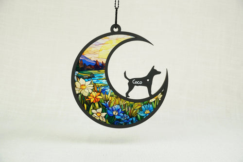 Netecom Personalized Fox Terrier Dog Memorial Suncatcher – Custom Pet Loss Sympathy Gift, Dog Passing Remembrance Ornament, Window and Car Hanging Decor