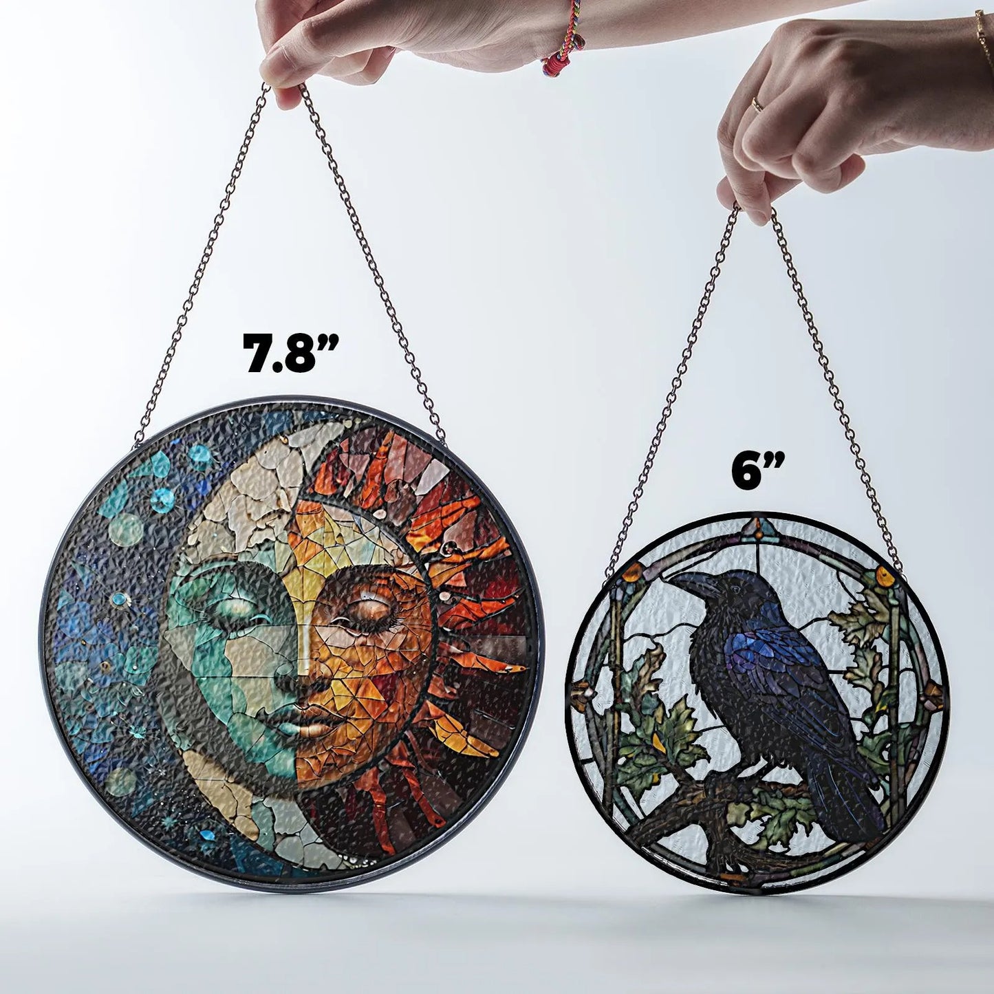 Netecom Celestial Sun and Moon Stained Glass Suncatcher – Astrology Window Hanging, Cosmic Nature Art, Christmas Gift for Friends and Home Decor Lovers