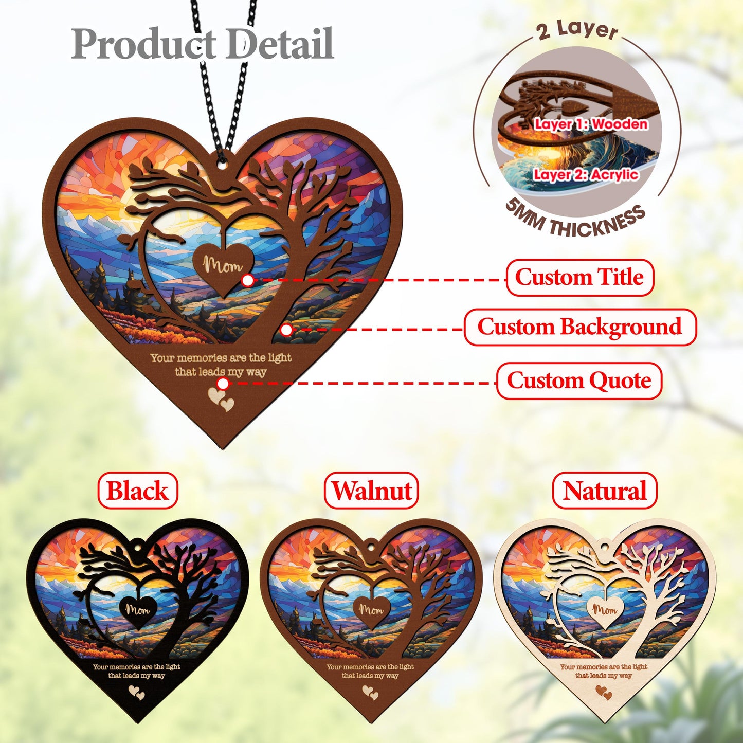 Netecom Personalized Memorial Suncatcher – Sympathy Gift, Remembrance Keepsake, Loss of Mom Family, Bereavement Window Hanging