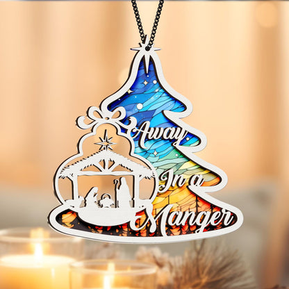 Netecom Nativity Scene Acrylic Suncatcher Ornament, Christian Christmas Decor, Holy Family Manger Gift, Religious Holiday Window Hanging