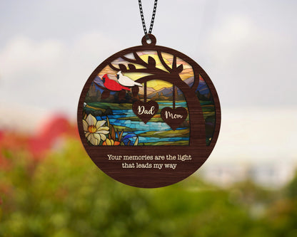 Netecom Personalized Cardinal Remembrance Suncatcher – Sympathy Gift for Loss of Dad Mom, Memorial Keepsake