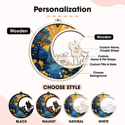 Netecom Personalized Couple Wedding Suncatcher – Custom Anniversary Gift, Engraved Couple Keepsake, Wedding or Engagement Gift, Pet Couple Memorial