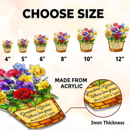 Netecom Personalized Birth Month Flower Suncatcher – Custom Acrylic Family Keepsake, Window Decor for Mom Grandma Special Occasions