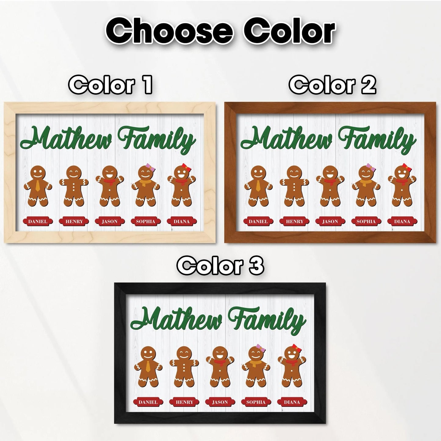 Netecom Personalized Gingerbread Family Christmas Plaque, Custom 3D Family Name Wooden Sign, Gingerbread Cookie Holiday Decor, Meaningful Christmas Gift for Family & Home