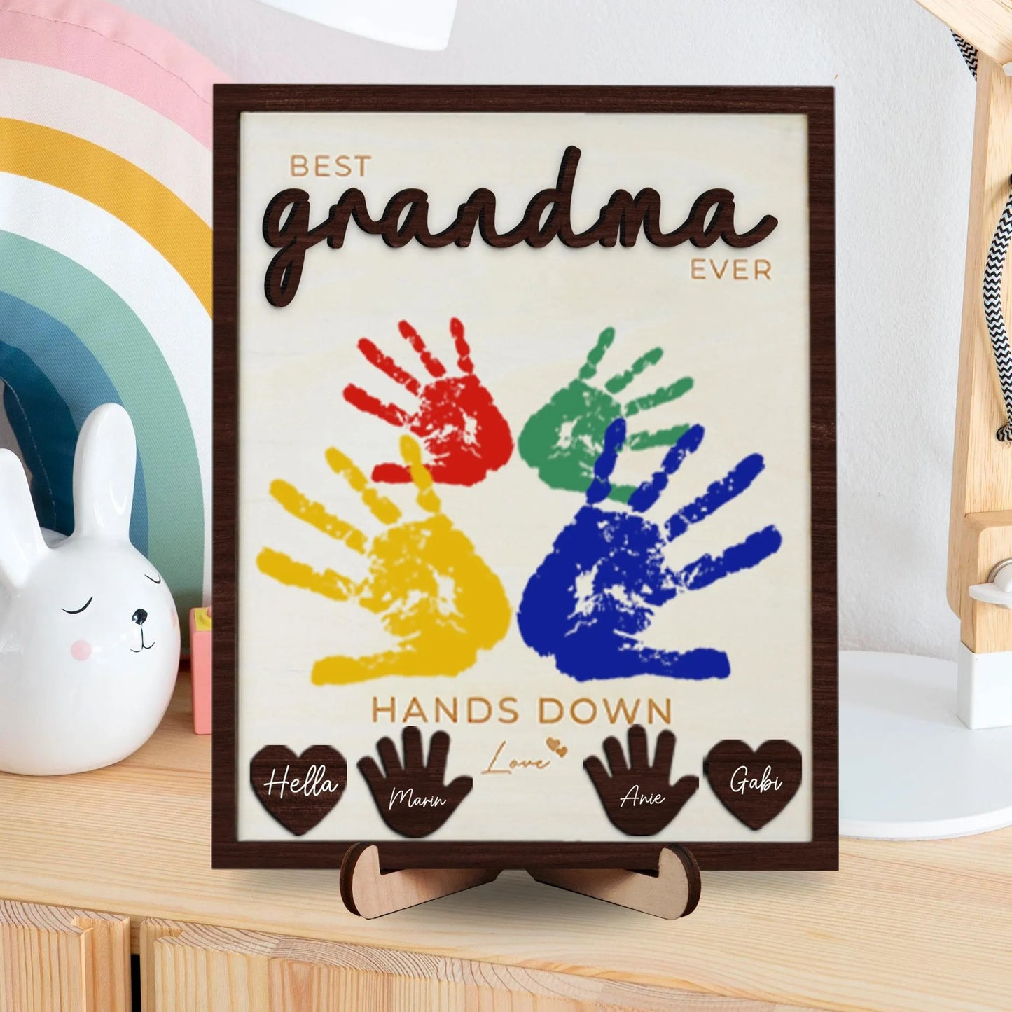 Netecom Mother's Day DIY Handprint Sign Gift for Grandma DIY Mother's Day Gifts Best Grandma Hands Down Personalized Grandmother Gift Unique Mother's Day Keepsake