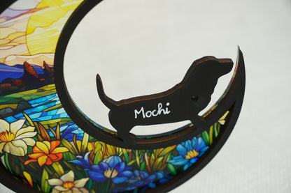 Netecom Personalized Basset Hound Memorial Suncatcher – Custom Loss of Pet Sympathy Gift, Dog Lover Remembrance Ornament, Stained Glass Window Hanging