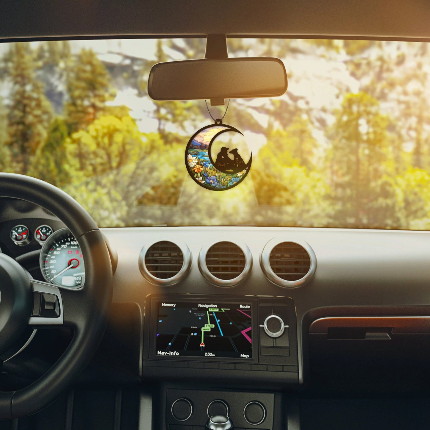 Netecom Personalized Pet and Man Memorial Suncatcher – Dog Loss Sympathy Ornament, Pet Passing Light Catcher, Dog Dad Remembrance Gift, Dog Lover Wall Hanging