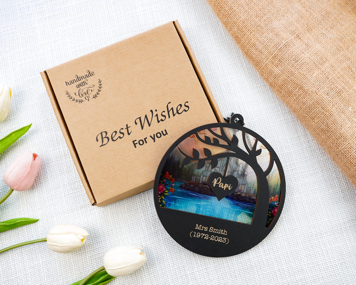 Netecom Personalized Memorial Suncatcher – Sympathy Gift, Remembrance Keepsake, Loss of Mom Family, Bereavement Window Hanging