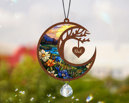 Netecom Loss of Family Crystal Suncatcher Personalized – Memorial Sympathy Gift for Loss of Dad, Father in Heaven, Remembrance Keepsake