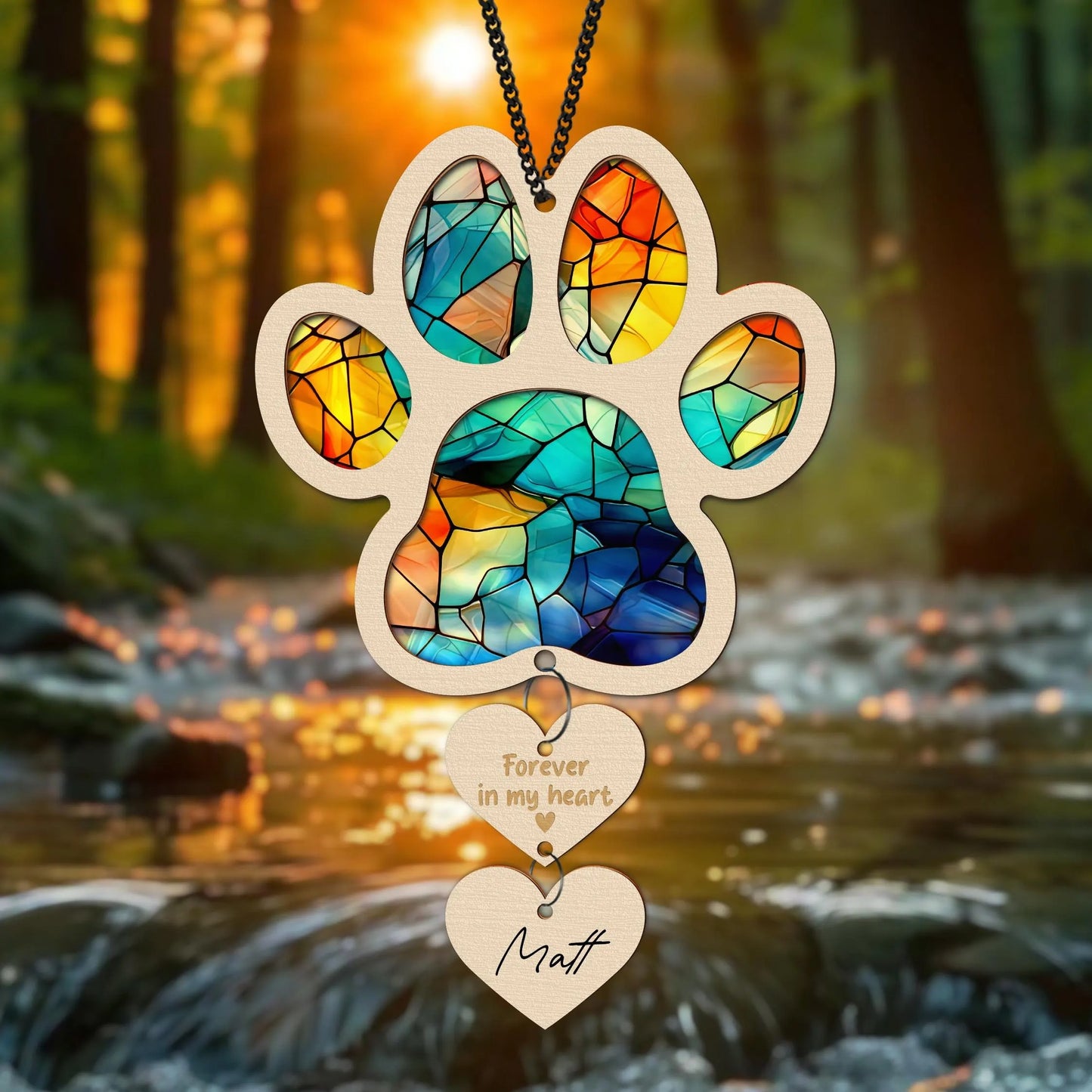 Netecom Pet Paw Christmas Ornament, Pet Memorial Suncatcher, Sympathy Gift for Pet Loss, Pet Rainbow Bridge Tribute, Personalized Pet Name Gift