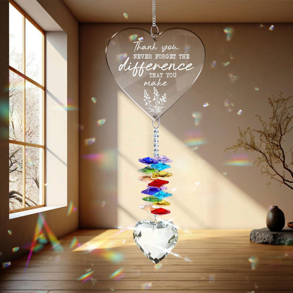 Netecom Personalized Thank You Crystal Suncatcher, Custom Appreciation Gift for Teacher, Coworker, Mentor, Retirement Ornament