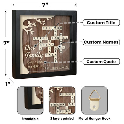 Netecom Custom Family Scrabble Puzzle Sign Personalized Family Name Frame Grandparents Keepsake Family Crossword Art Unique Family Decor