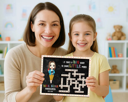 Netecom Personalized Teacher Appreciation Scrabble Frame Custom Student Name Sign Teacher Gift for Classroom Teacher Keepsake Kindergarten Teacher Gift