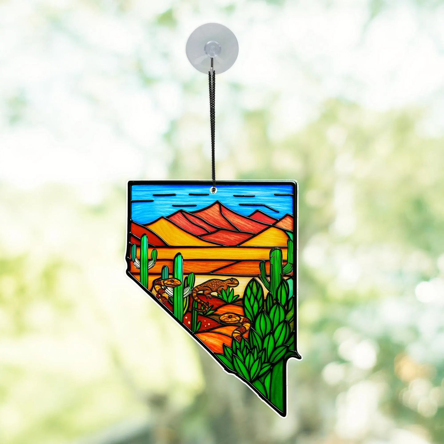 Netecom Nevada Map Acrylic Suncatcher – Faux Stained Glass Window Decor, Nevada Travel Gift, Souvenir, Home Decor for Women Men Travel Lovers