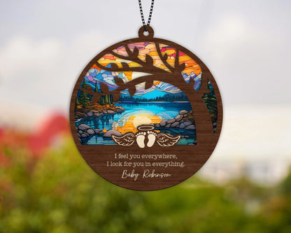 Netecom Personalized Sleeping Baby Memorial Suncatcher – Custom Sympathy Gift for Loss of Baby, Born Into Heaven