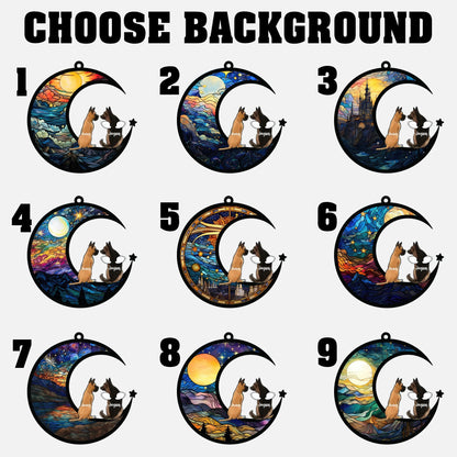 Netecom 2 Dogs Memorial Suncatcher – Dog Loss Remembrance Ornament, Rainbow Bridge Pet Sympathy Gift, Dog Mom Stained Glass, Pet Loss Gifts